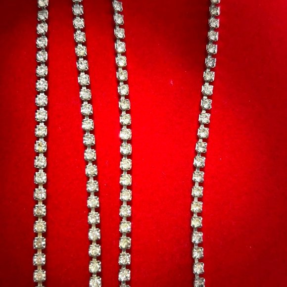 2pc. Silver tone/Long and Short Layered Rhinestone Necklace and Clip Earring set - Picture 7 of 10